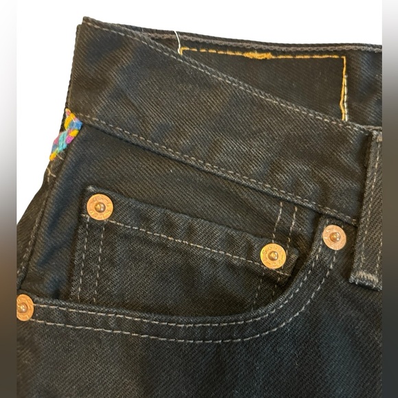 Vintage 80s Levis 501 Custom Flare Denim Button Fly Hippie USA Actual 30 x 29.5 - Picture 4 of 14